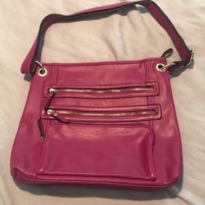 Fuchsia Leather Crossbody Purse